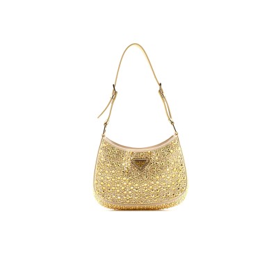 PRADA CLEO SHOULDER BAG CRYSTAL EMBELLISHED SATIN 1BC169 (22*18.5*4.5cm) 